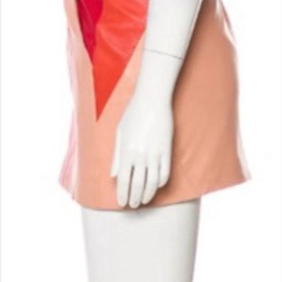 Maje Peach Orange and Magenta Lamb Leather Mini Skirt - Picture 2 of 16